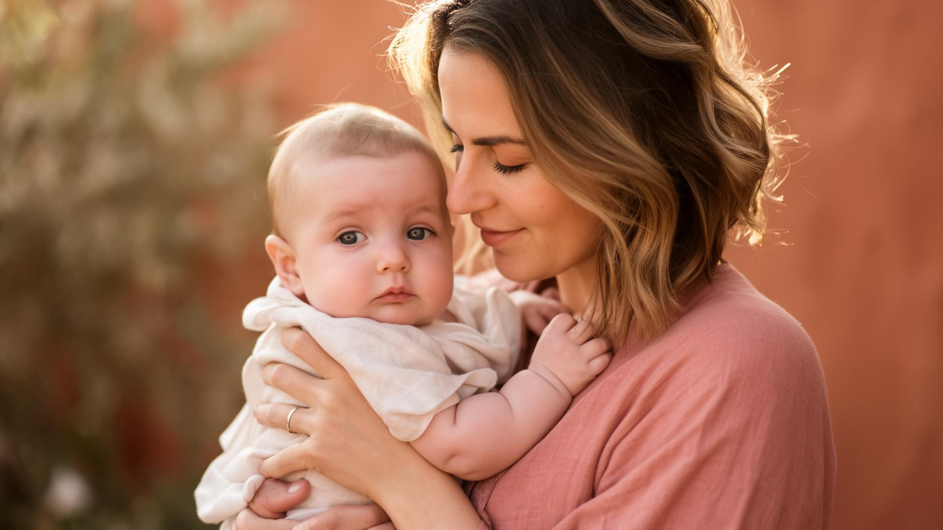 Mãe acolhendo seu bebê em um momento de carinho